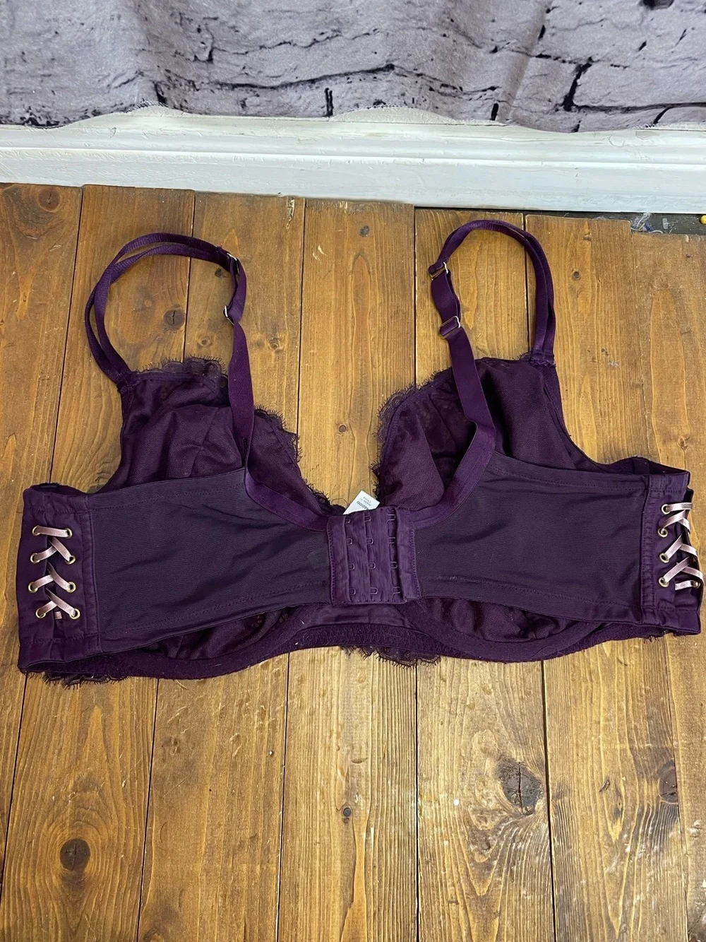 Cacique size 46DDD dark plum lace unlined full coverage bra